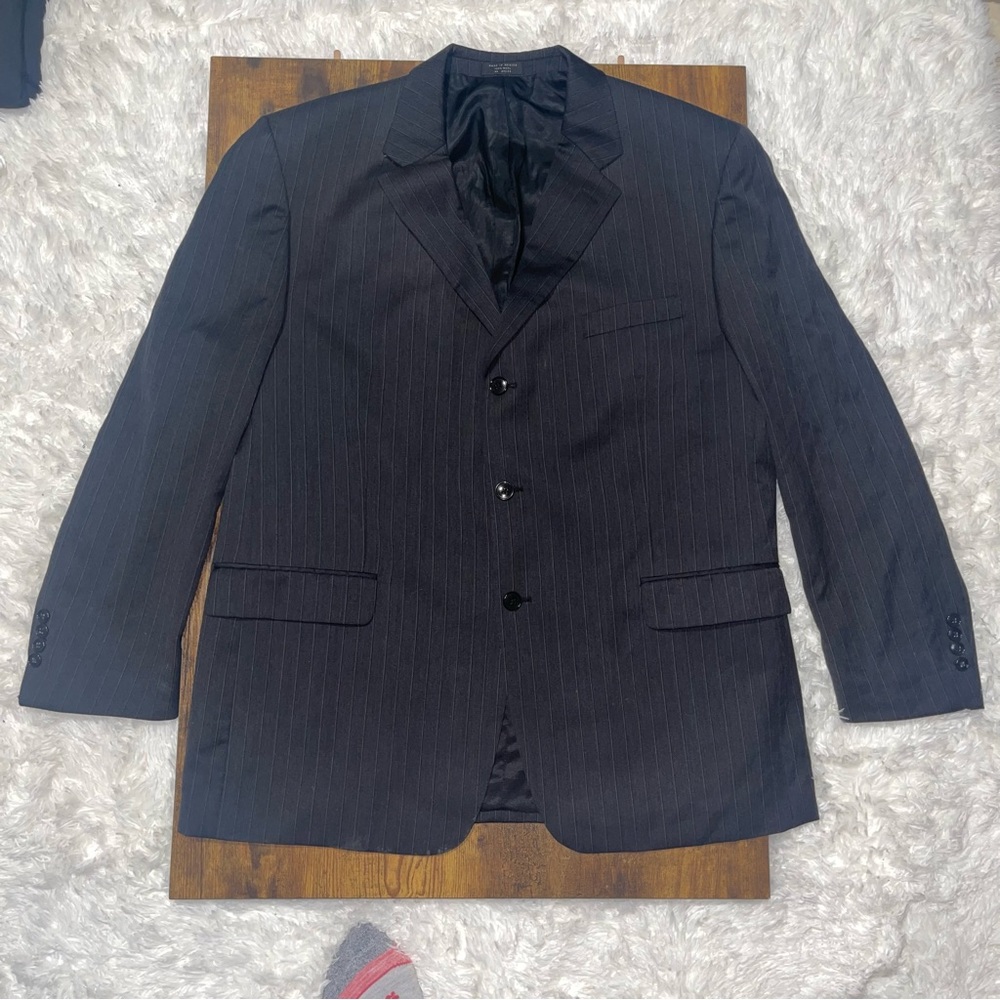 Mens 50R Blazer Wool Jones New York Collection Suit Jacket Blazer Gray Pinstripe